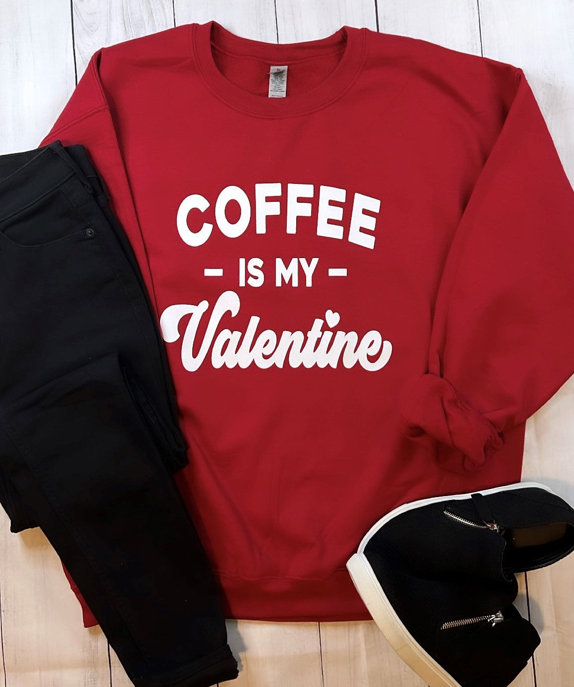 Coffee Is My Valentine Super Comfy Crew Neck Heather Grey Unisex Sweat